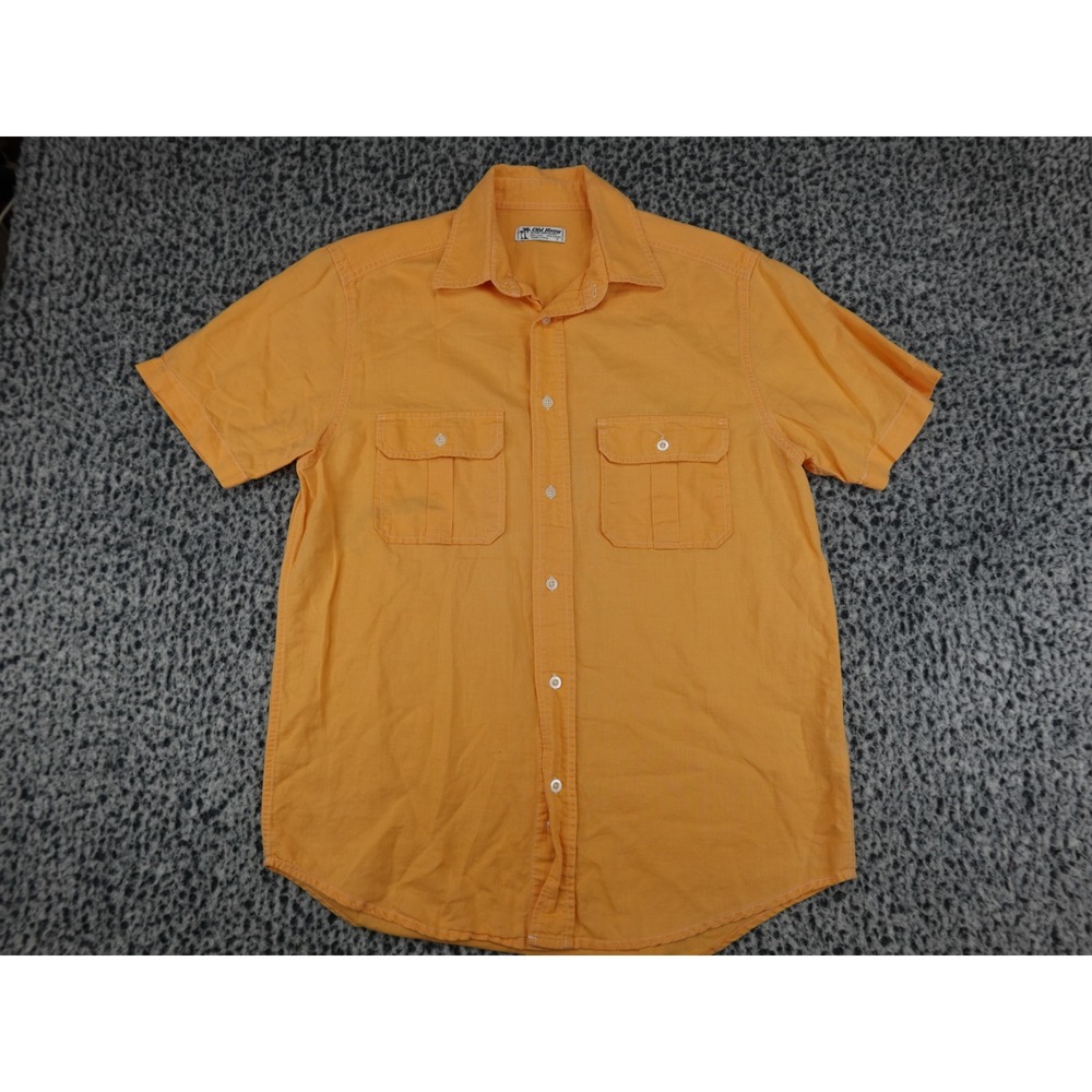 Old Navy Island Linen Blend Shirt Mens Small Orange Short Sleeve Button Up S
